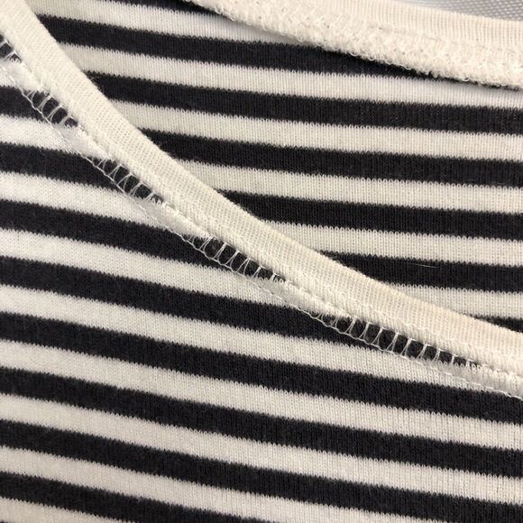 H&M L.O.G.G Womens Medium Gray White Striped Stretch Top M - Picture 5 of 7